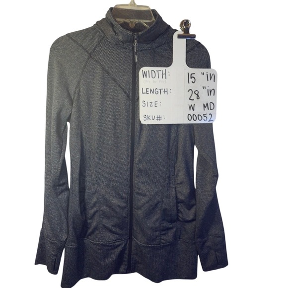 Mondetta Women's Gray Herringbone Full Zip Hooded Activewear Jacket Medium - Picture 6 of 6